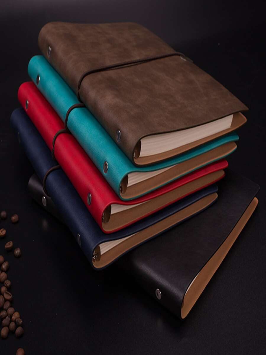 B5 Office Stationery Wrapping Strap Hand Account Book Soft Leather Surface Loose-Leaf Notebook Meeting Record Book 100 Sheets - Grey - View 1