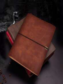 B5 Office Stationery Wrapping Strap Hand Account Book Soft Leather Surface Loose-Leaf Notebook Meeting Record Book 100 Sheets - Grey - View 4