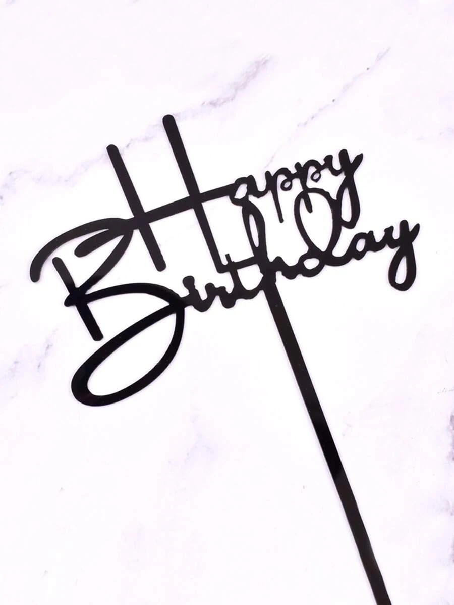 10pcs/set Black Letter Design Cake Topper, Simple Plastic Letter Shaped ...