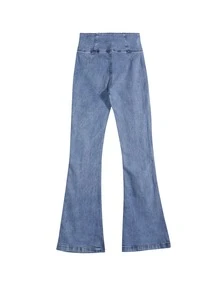 Solid Flare Leg Jeans - Medium Wash - View 2