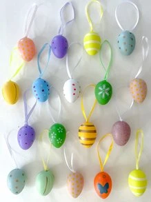 12pcs Plastic Wall Hanging, Cartoon Easter Rabbit Pattern Hanging Decoration For Easter Day