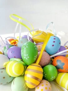 12pcs Plastic Wall Hanging, Cartoon Easter Rabbit Pattern Hanging Decoration For Easter Day