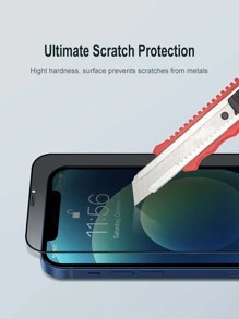 2-In-1 Set Mobile Phone Privacy Screen Protector Anti-Spy Tempered Glass Film With Metal Anti-Dust Mesh For Front Screen And Curved Tempered Glass Film For Back Cover, Anti-Peeping And Anti-Spying, Compatible With IPhone 15 Pro Max/15/Pro/15 Plus/15/14/13/12/11/X/8/7 Series - Black - View 4