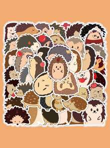 60入組卡通刺蝟圖案貼紙 - 彩色 - 查看 1