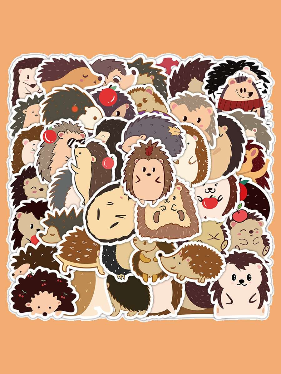 60入組卡通刺蝟圖案貼紙 - 彩色 - 查看 1