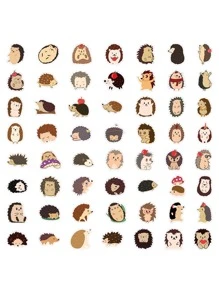 60入組卡通刺蝟圖案貼紙 - 彩色 - 查看 4