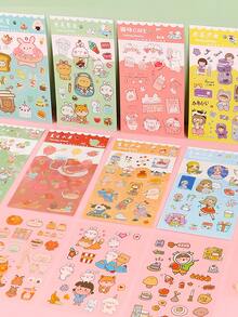 6 piezas Pegatina con estampado de dibujos animados