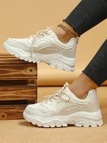 女士字母細節粗前綁帶運動鞋