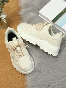 女士字母細節粗前綁帶運動鞋