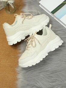 女士字母細節粗前綁帶運動鞋