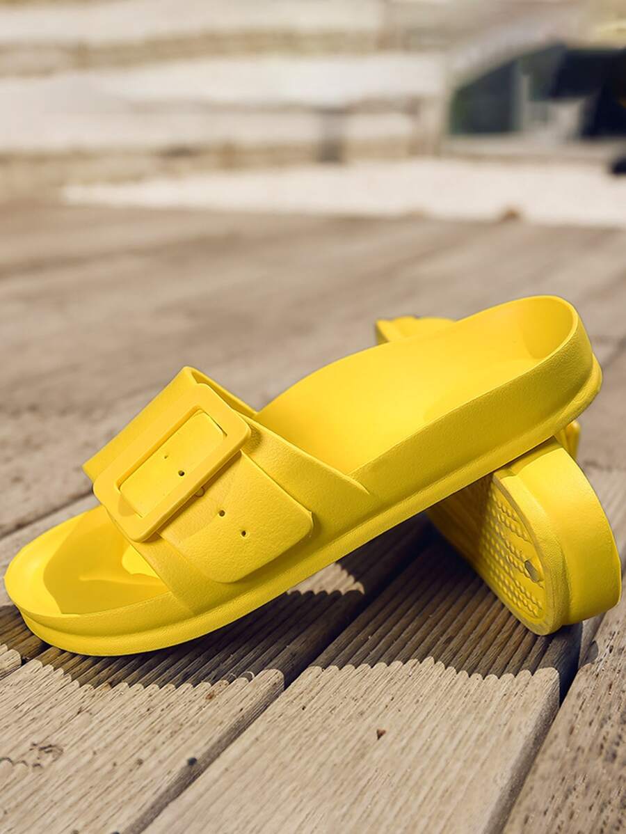 Dép xỏ ngón nữ đế bệt mềm mại thoải mái có độ đàn hồi cao có khóa đơn, thời trang màu sắc, chụp ảnh kỳ nghỉ bãi biển, đa năng