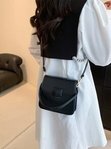 Mini Flap Square Bag - Black - View 8