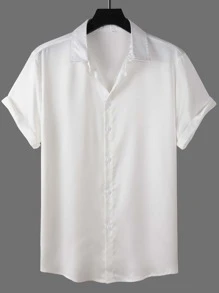 Manfinity Homme Áo sơ mi Nam Nút phía trước màu trơn Giải trí - trắng - Xem 1