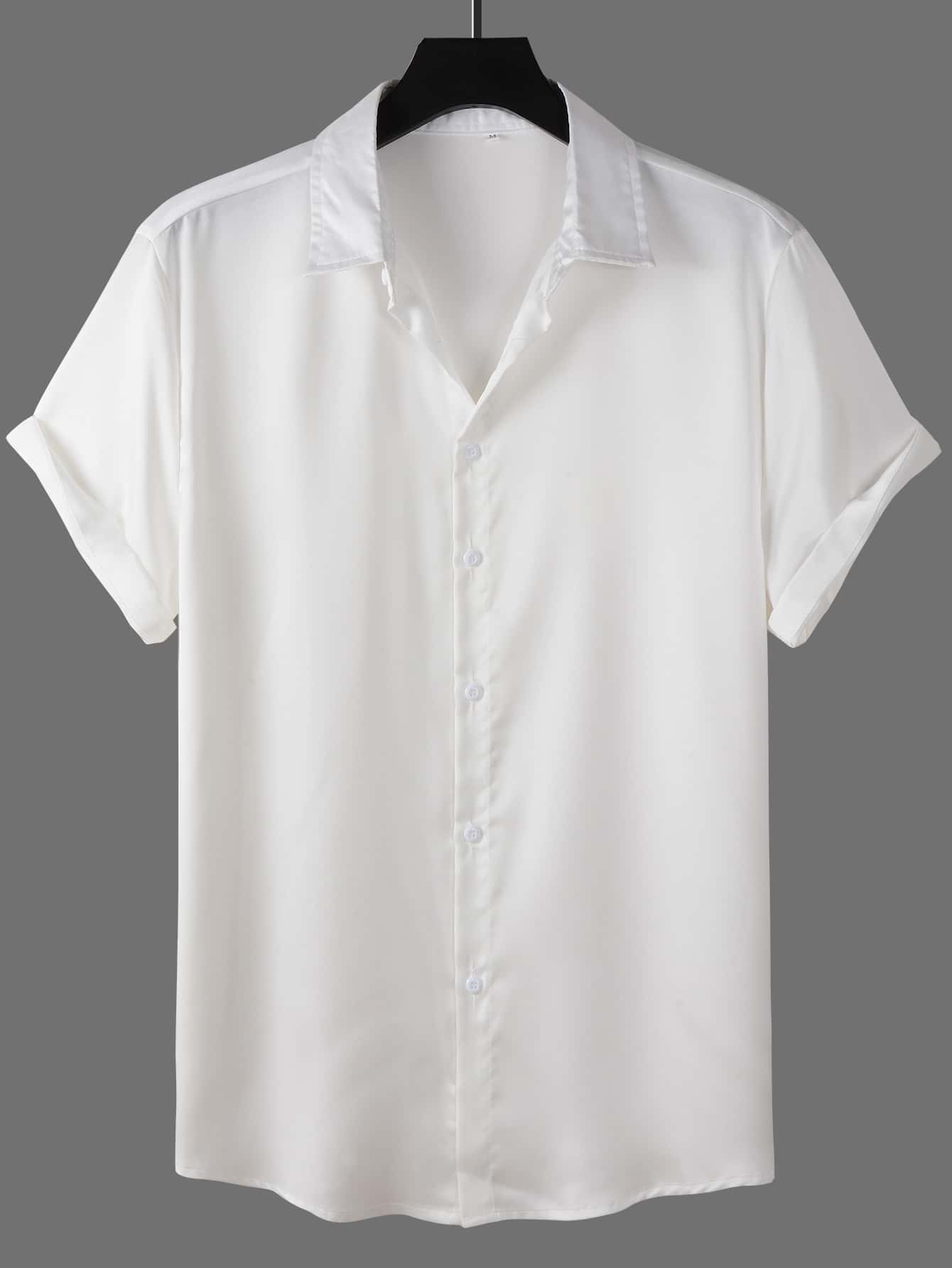 Manfinity Homme Áo sơ mi Nam Nút phía trước màu trơn Giải trí - trắng - Xem 1