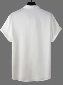 Manfinity Homme Áo sơ mi Nam Nút phía trước màu trơn Giải trí - trắng - Xem 2