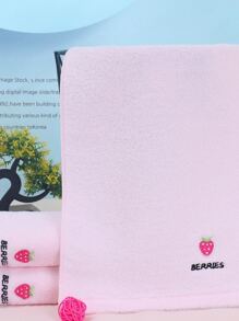 1入組草莓刺繡面巾日常生活用極簡主義面料面巾四季皆宜 - 粉色 - 查看 1