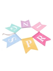 1pc Letter Graphic Pull Flag, Funny Fabric Hanging Flag For Spring - Multicolor - View 1