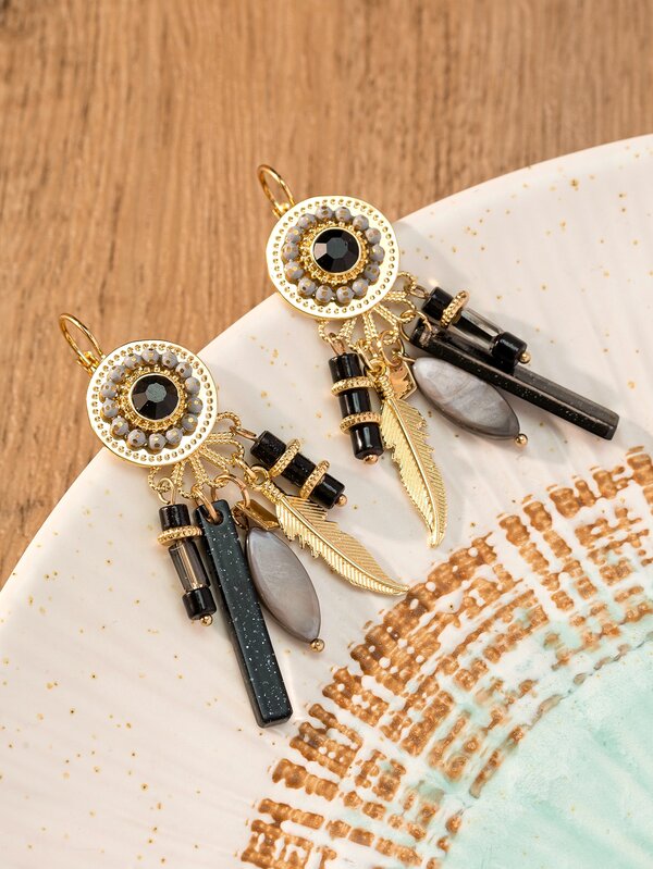 Round & Tassel Decor Drop Earrings SHEIN USA