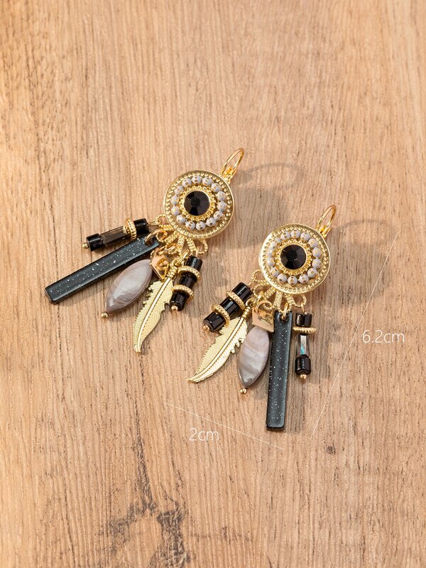 Round & Tassel Decor Drop Earrings SHEIN USA