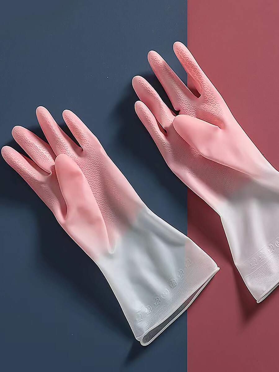 1對矽膠家用手套漸層家用洗碗手套