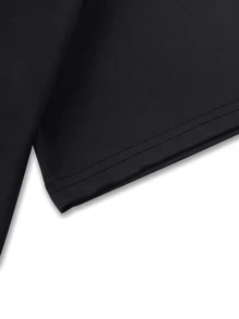 Manfinity Homme Camiseta de manga corta casual con gráfico de letras para hombre, regalo para el novio - Negro - Ver 4