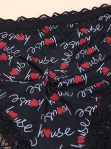 3pcs Plus Size Women'S Lace Printed Panties Sexy Women'S Panties - Black and White - View 4