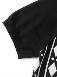 Manfinity Hombres Top de punto con patrón geométrico de cuello polo