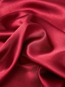 1入組滌綸枕頭簡約緞面抱枕套 - 酒紅色 - 查看 5