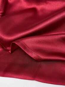 1入組滌綸枕頭簡約緞面抱枕套 - 酒紅色 - 查看 6