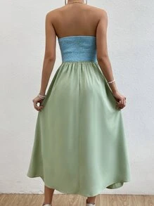 Allurite Two Tone Twist Front Tube Dress - Mint Green - View 2