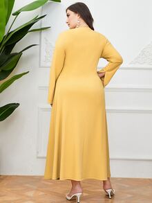 Mulvari Vestido con cinturón unicolor - Amarillo - Ver 2
