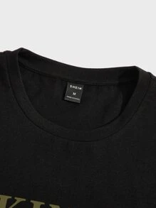 Manfinity VCAY Ensemble d'été pour hommes composé d'un t-shirt avec graphique de lettres et d'un pantalon à taille ajustable par cordon de serrage