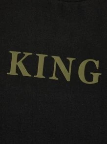 Manfinity VCAY Ensemble d'été pour hommes composé d'un t-shirt avec graphique de lettres et d'un pantalon à taille ajustable par cordon de serrage