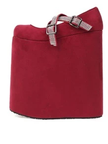 女士水鑽裝飾仿麂皮魅力四射坡跟鞋