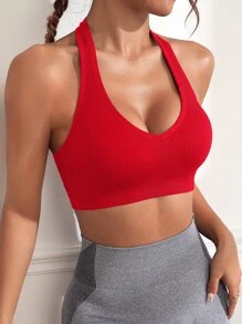 Yoga Sxy Criss Cross Backless Sports Bra - Red - View 4
