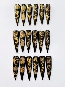 6 hojas Pegatina de arte de uña dragón chino & con patrón de fénix