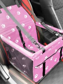 1pc Paw Print Pet Car Seat Carrier Giỏ - Hồng - Xem 2