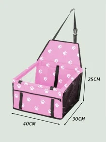 1pc Paw Print Pet Car Seat Carrier Giỏ - Hồng - Xem 4