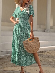 EMERY ROSE Đầm Chia Dải chun Họa tiết hoa Boho - Nhiều màu - Xem 7