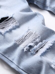 Quần Jeans Nam Rách Rách Tẩy Trắng - Rửa nhẹ - Xem 3