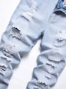 Quần Jeans Nam Rách Rách Tẩy Trắng - Rửa nhẹ - Xem 6