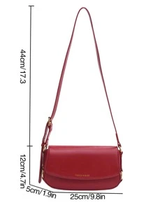 字母圖案翻蓋法棍包 - 紅色 - 查看 3