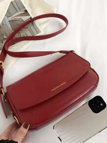 字母圖案翻蓋法棍包 - 紅色 - 查看 4