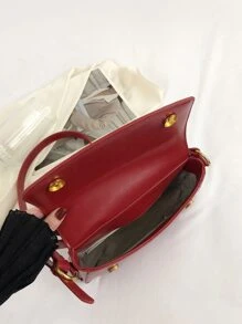 字母圖案翻蓋法棍包 - 紅色 - 查看 7