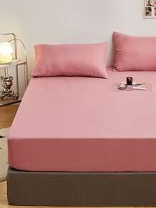 1入組素色床笠家用極簡主義織物床笠 - 藕粉色 - 查看 5