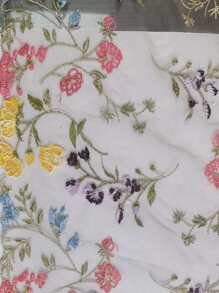 Set de lencería con bordado floral de malla con aro - Multicolor - Ver 3