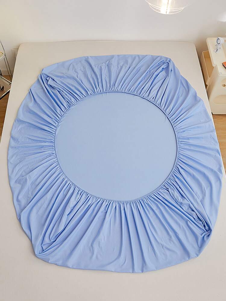 1 pieza Sábana bajera ajustable liso color ajustado simple para - Azul - Añade 10