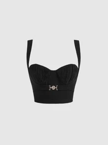 SHEIN MOD 素色緊身吊帶 - 黑色 - 查看 1