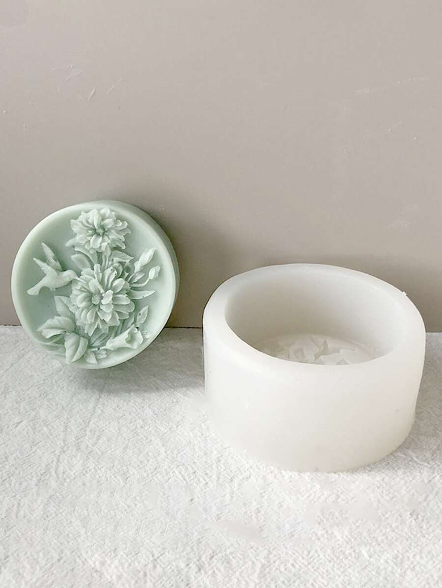 1入組矽膠模具創意鴿子和花卉設計DIY矽膠模具 - 白色 - 查看 1