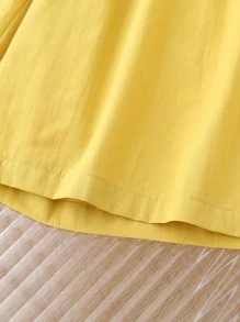 Toddler Girls Puff Sleeve Button Front Top & Wide Leg Trousers - Yellow - View 5